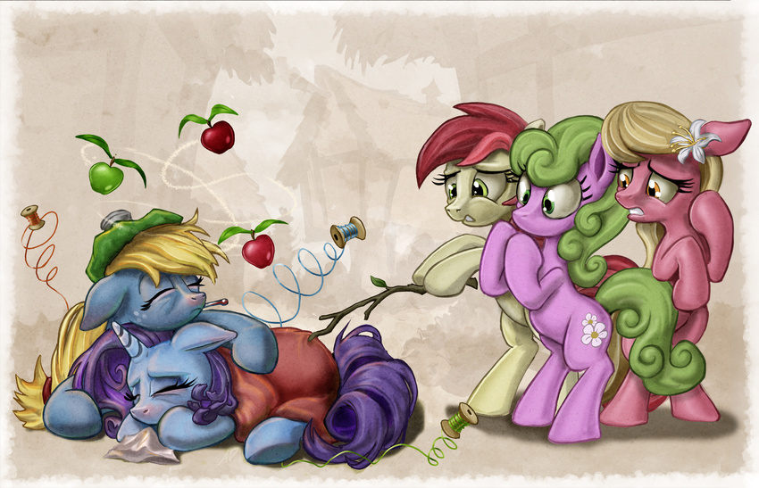 amber_eyes apple applejack_(mlp) blanket blonde_hair building cutie_mark daisy_(mlp) equine eyes_closed female floating flower flu flying freckles friendship_is_magic fruit green_eyes green_hair group hair harwick horn horse house icepack lily lily_(mlp) lying mammal my_little_pony pony purple_hair rarity_(mlp) red_hair rose_(mlp) sick stick thermometer tissue unicorn yarn