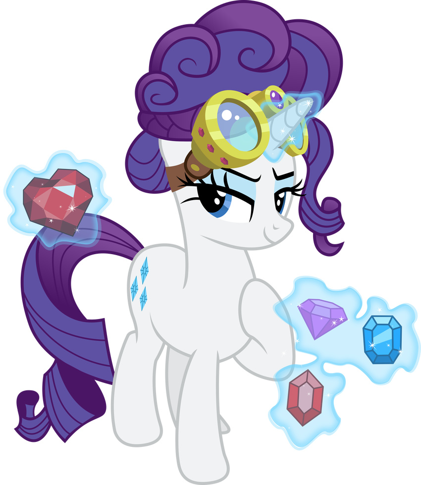 absurd_res alpha_channel blue_eyes cutie_mark equine eyewear female feral friendship_is_magic gem_stone goggles hair hi_res horn horse mammal my_little_pony pony purple_hair rarity_(mlp) theshadowstone unicorn