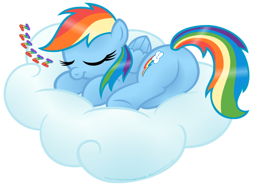 cloud cute cutie_mark equine eyes_closed female friendship_is_magic mammal my_little_pony pegasus rainbow_dash_(mlp) sleeping solo wings
