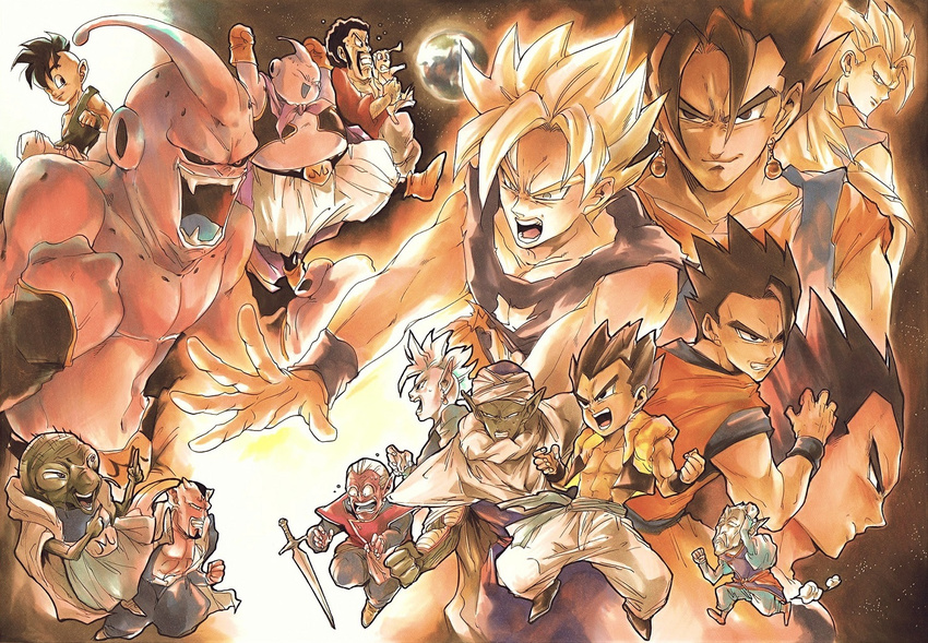 antennae babidi bad_id bad_pixiv_id bee_(dragon_ball) black_eyes black_hair black_nails blonde_hair clenched_teeth dabura dekopin08 dog dougi dragon_ball dragon_ball_z earrings earth evil_smile facial_hair fangs gotenks green_eyes hair_over_one_eye hair_slicked_back hat jewelry kaioushin kibito majin_buu mohawk mr._satan mustache nail_polish open_mouth piccolo potara_earrings rou_kaioushin shoulder_pads smile son_gohan son_gokuu spiked_hair super_saiyan super_saiyan_3 sword teeth torn_clothes uub vegeta vegetto vest weapon wristband z_sword