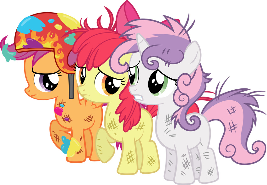 absurdly_absurd_res alpha_channel apple_bloom_(mlp) equine female feral friendship_is_magic group hi_res horn horse mammal messy my_little_pony pegasus pony quanno3 scootaloo_(mlp) sweetie_belle_(mlp) unicorn wings