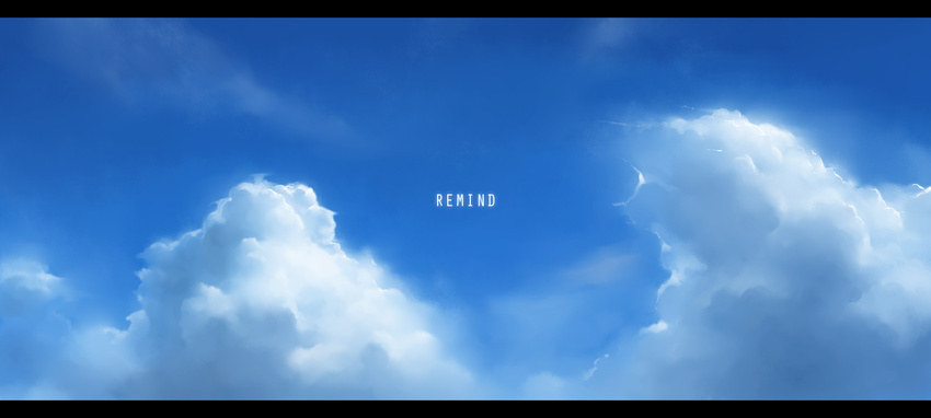 bad_pixiv_id blue_sky cloud day english ladic letterboxed lighting nature no_humans original scenery sky