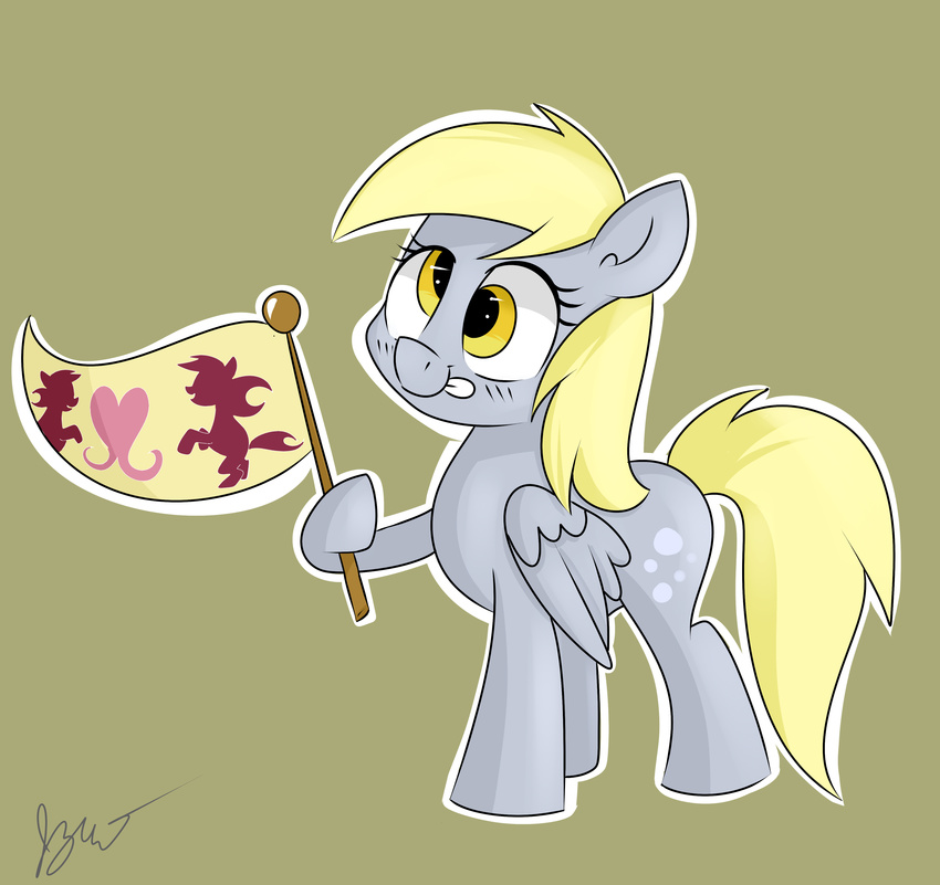 blonde_hair cute cutie_mark derpy_hooves_(mlp) equine female flag friendship_is_magic fur grey_fur hair hi_res mammal my_little_pony pegasus tongue wings wizardglitter yellow_eyes