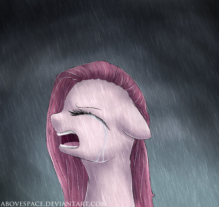 crying equine eyes_closed female feral friendship_is_magic fur hair horse mammal my_little_pony open_mouth pink_fur pink_hair pinkamena_(mlp) pinkie_pie_(mlp) pony rain solo tears teeth tongue wet wet_hair