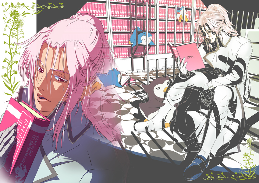 animal book long_hair manabu_adachi mawaru_penguindrum penguin pink_hair red_eyes watase_sanetoshi