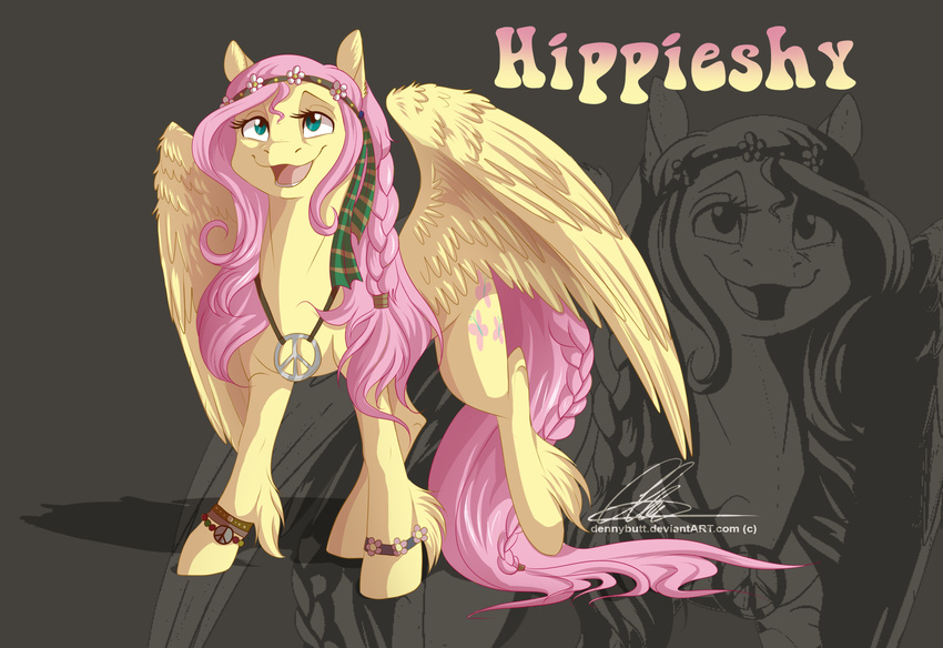&#9774; armband bandanna blue_eyes bracelet braided_hair dennybutt equine female flower fluttershy_(mlp) friendship_is_magic hair hippie jewelry mammal my_little_pony necklace peace_sign pegasus pink_hair ponytail solo wings