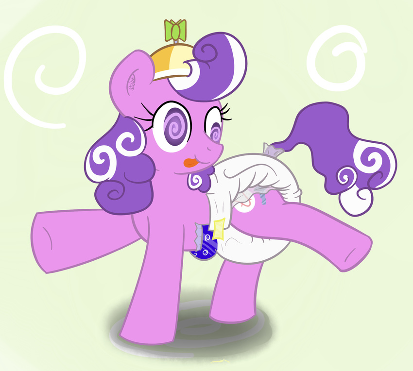 cub cute derp diaper equine female feral friendship_is_magic fur hair hi_res horse legs_up mammal multi-colored_hair my_little_pony pony propeller_hat purple_eyes purple_fur screwball_(mlp) shadow solo surzb tongue tongue_out two_tone_eyes young