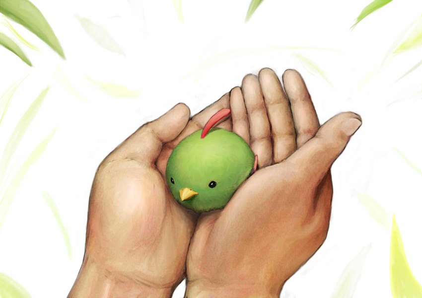 bird_on_hand gen_2_pokemon hands hisakichi in_palm natu pokemon pokemon_(creature) realistic