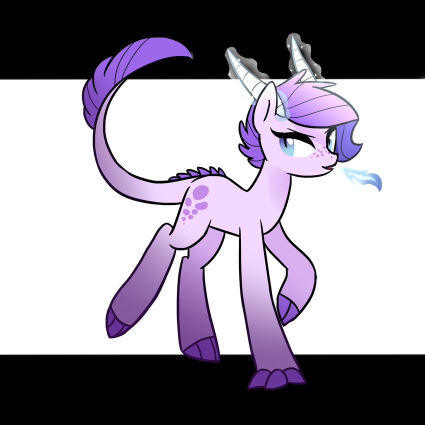 claws crystal_clarity equine female fire fur hair horn hybrid kilala97 kirin mammal my_little_pony original_character purple_hair reptile scalie solo