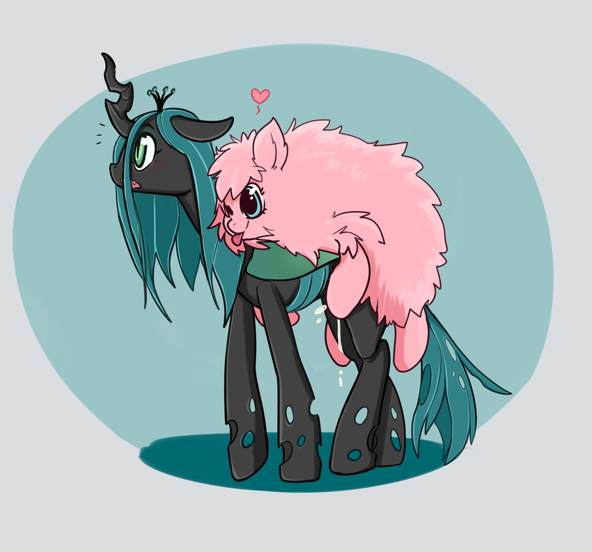 absurd_res blue_eyes blush changeling cum cute duo earth_pony equine female fluffle_puff friendship_is_magic fur green_eyes hair hi_res horn horse long_hair mammal my_little_pony open_mouth pink_fur pony queen_chrysalis_(mlp) sex slit_pupils tongue tongue_out unknown_artist