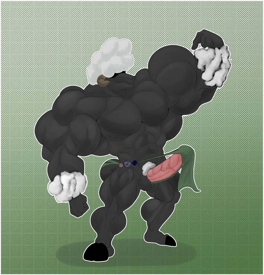 anthro balls biceps caprine fit hyper loincloth male mammal muscles overmuscle pecs penis pose sheep solo solomon toon unknownwolf