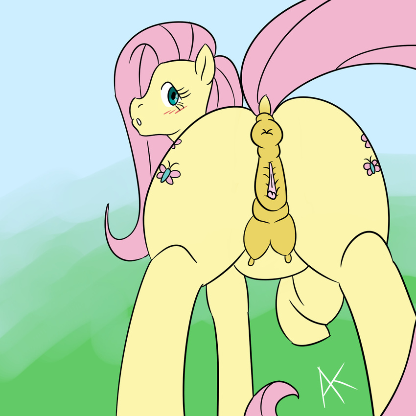 appelknekten blue_eyes blush breasts clitoral_winking clitoris cutie_mark dock equine erect_nipples female feral fluttershy_(mlp) friendship_is_magic fur hair hi_res hooves horse long_hair looking_at_viewer mammal my_little_pony nipples one_eye_closed open_mouth pegasus pink_hair pony presenting pussy raised_tail solo spread_legs spreading teats wings wink yellow_fur