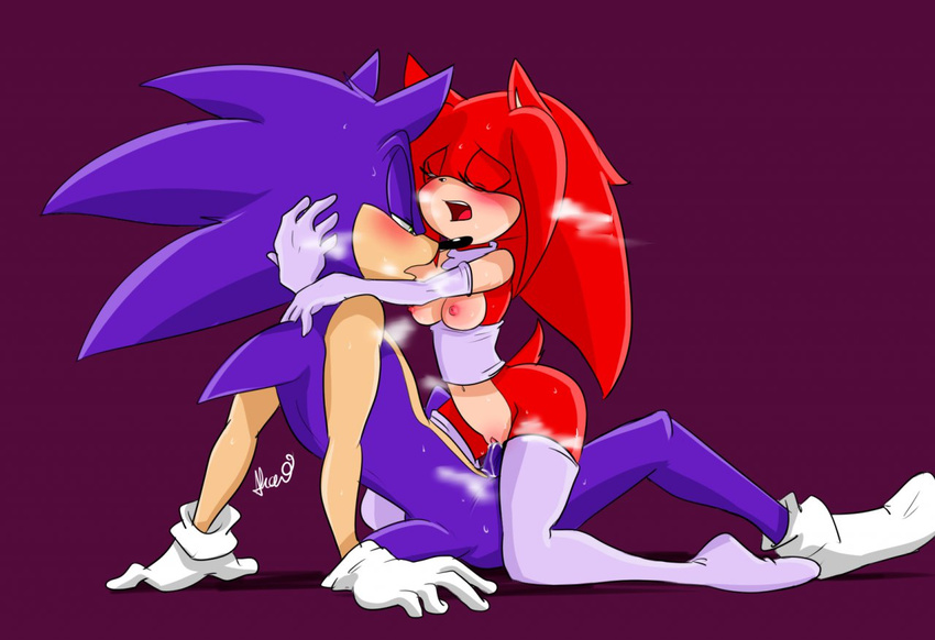 akai akaidalia anthro blush breasts breath butt cowgirl_position cum cum_on_penis duo erection eyelashes eyes_closed female footwear gloves half-closed_eyes hedgehog hi_res legwear male mammal navel nipples nude on_top open_mouth penetration penis pussy quills sega sex sitting sonic_(series) sonic_the_hedgehog stockings straddling straight sweat teeth tongue vaginal vaginal_penetration vein veiny_penis