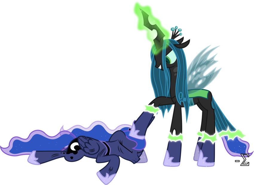 absurd_res absurdly_absurd_res alpha_channel changeling duo equine female feral friendship_is_magic hi_res horn horse mammal my_little_pony pony princess_luna_(mlp) queen_chrysalis_(mlp) winged_unicorn wings