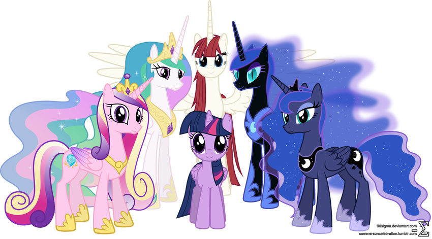 absurd_res absurdly_absurd_res alpha_channel black_fur blue_eyes blue_fur blue_hair equine female feral friendship_is_magic fur group hair hi_res horn horse lauren_faust_(character) long_hair mammal multi-colored_hair my_little_pony nightmare_moon_(mlp) pink_fur plain_background pony princess_cadance_(mlp) princess_celestia_(mlp) princess_luna_(mlp) purple_eyes purple_fur purple_hair red_hair slit_pupils spread_wings teal_eyes transparent_background white_fur winged_unicorn wings