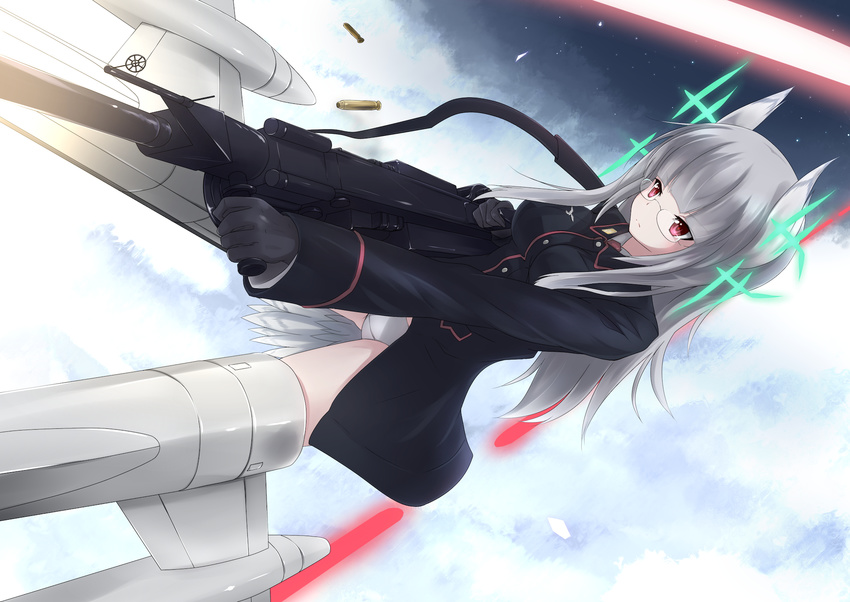 animal_ears glasses gray_hair gun heidimarie_w_schnaufer mitsukii purple_eyes strike_witches weapon