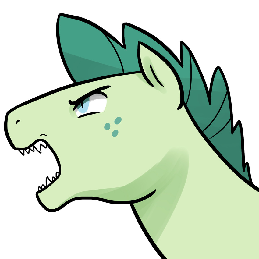 crossbreed cutie_mark dragon equine freckles friendship_is_magic green_hair hair horse hybrid kilala97 kirin male mammal my_little_pony open_mouth original_character plain_background pointy_teeth pony slit_pupils turquoise_blitz white_background