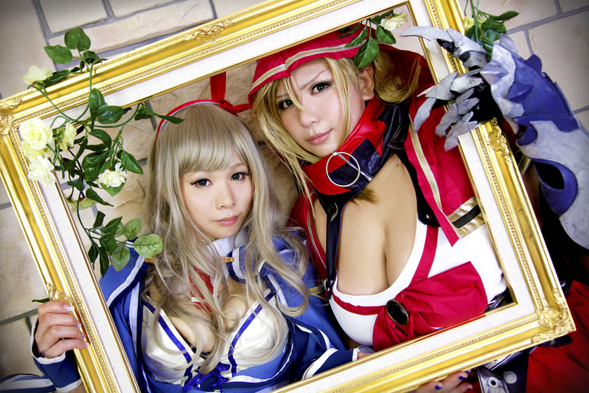 2girls alicia_(queen's_blade) alicia_(queen's_blade)_(cosplay) alicia_(queen's_blade) alicia_(queen's_blade)_(cosplay) asian blonde_hair blue_eyes breasts brooch chouzuki_maryou cleavage cosplay green_eyes hips jewelry large_breasts multiple_girls photo picture_frame plump queen's_blade queen's_blade queen's_blade_grimoire small_breasts solo thick_thighs thighs wide_hips zara_(queen's_blade) zara_(queen's_blade)_(cosplay) zara_(queen's_blade) zara_(queen's_blade)_(cosplay)