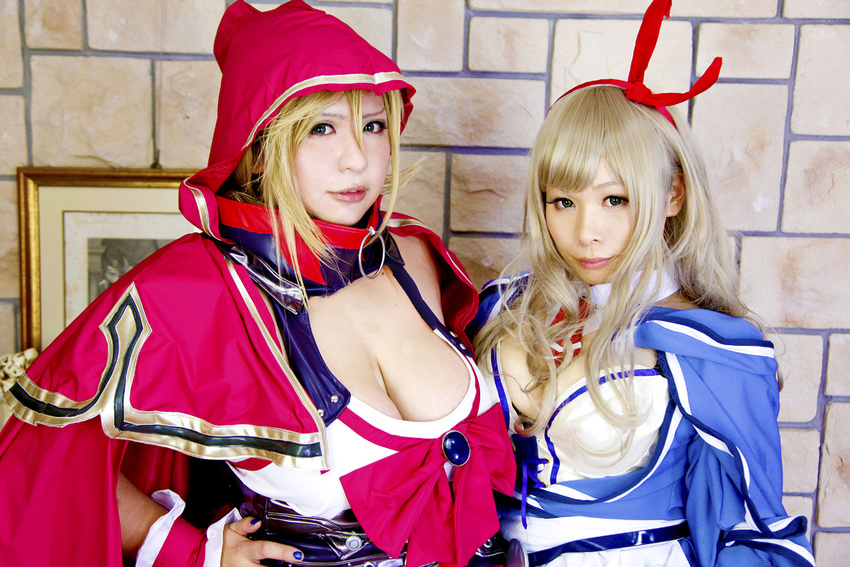 2girls alicia_(queen's_blade) alicia_(queen's_blade)_(cosplay) alicia_(queen's_blade) alicia_(queen's_blade)_(cosplay) asian blonde_hair blue_eyes breasts brooch chouzuki_maryou cleavage cosplay green_eyes hips jewelry large_breasts multiple_girls photo plump queen's_blade queen's_blade queen's_blade_grimoire small_breasts solo thick_thighs thighs wide_hips zara_(queen's_blade) zara_(queen's_blade)_(cosplay) zara_(queen's_blade) zara_(queen's_blade)_(cosplay)