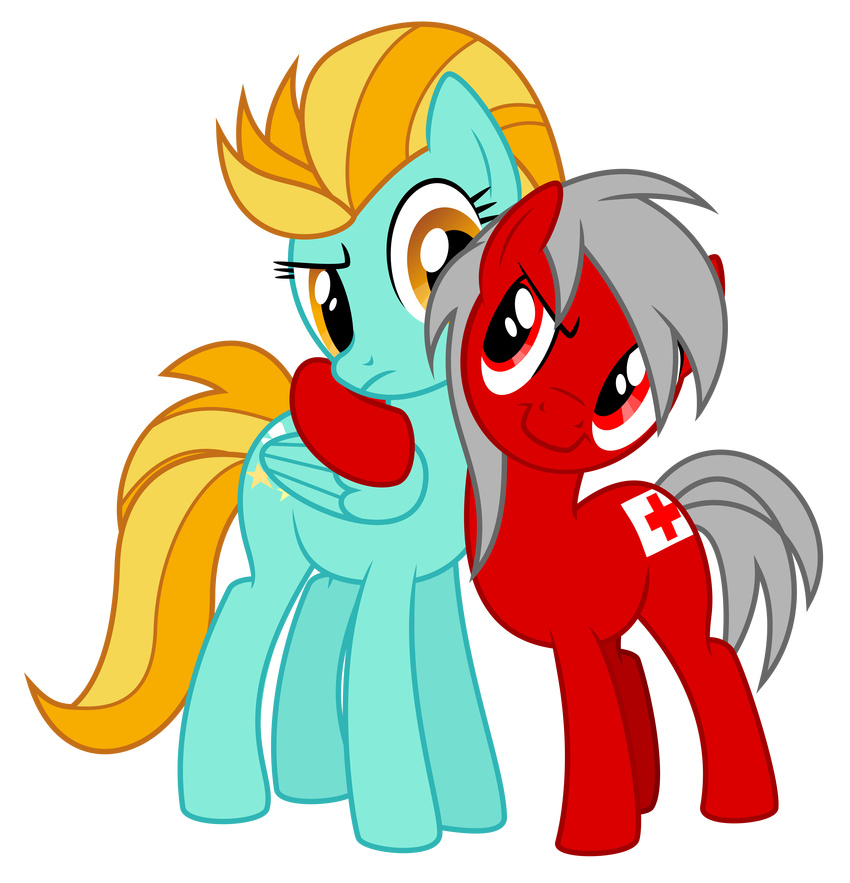 alpha_channel cutie_mark duo earth_pony equine female feral friendship_is_magic fur hi_res horse lightning_dust_(mlp) mammal masemj my_little_pony original_character pegasus pony red_eyes red_fur wings