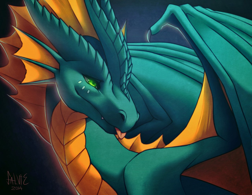 ambiguous_gender dragon falvie female feral green_eyes scalie solo tongue tongue_out western_dragon wings