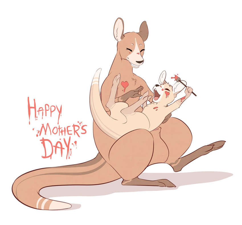 ambiguous_gender child cute english_text female happy holidays kangaroo mammal marsupial mother mother's_day mother's_day nude paint parent plain_background salkitten text white_background young