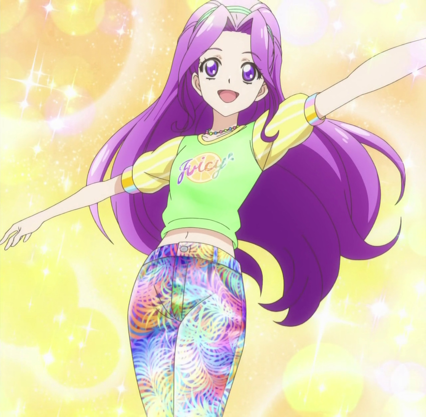 aikatsu! aikatsu!_(series) highres kanzaki_mizuki long_hair purple_eyes purple_hair screencap solo sparkle