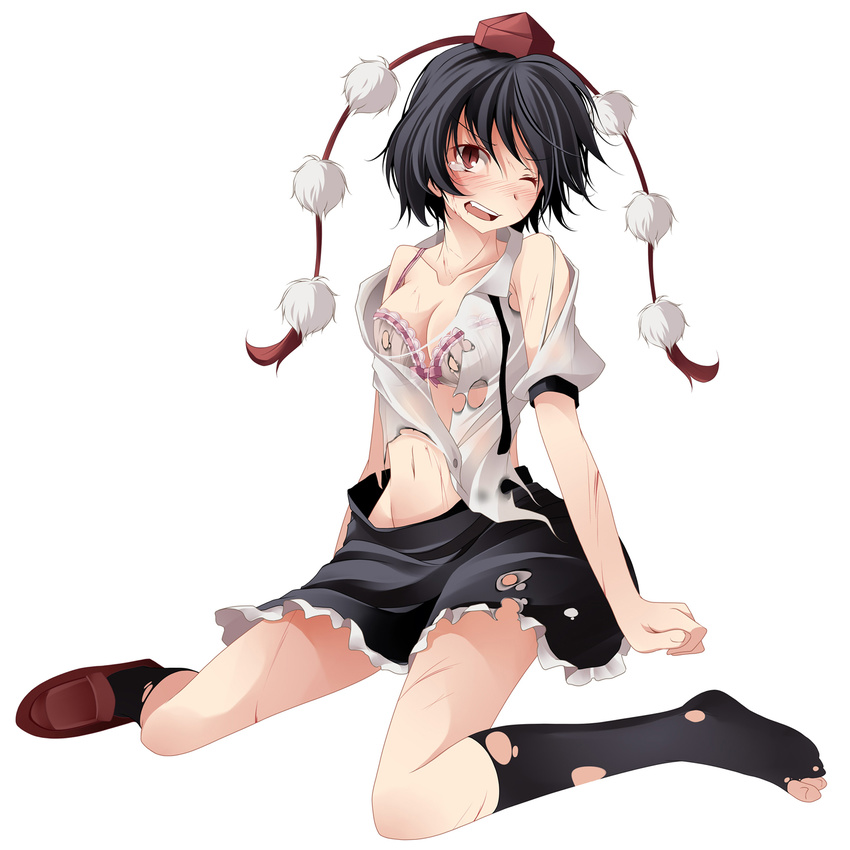 1girl highres s-syogo shameimaru_aya solo touhou wince