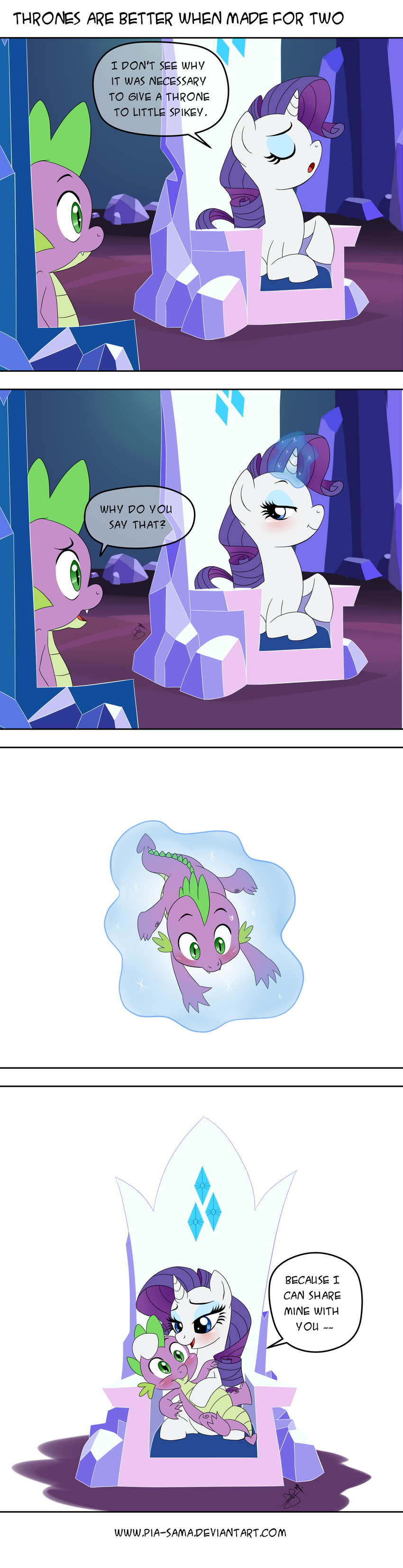 blush comic dialog dragon duo english_text equine eyes_closed female flirting friendship_is_magic fur green_eyes hair horn male mammal my_little_pony open_mouth pia-sama purple_hair rarity_(mlp) slit_pupils smile speech_bubbles spike_(mlp) text throne unicorn white_fur