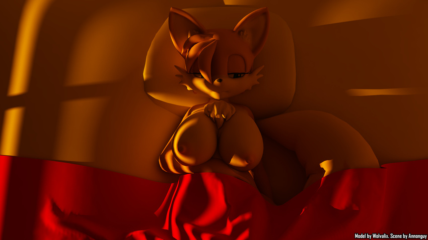 3d absurd_res annonguy anthro areola big_breasts breasts canine chest_tuft crossgender eyelashes female fox fur hair hi_res mammal miles_prower nipples nude sega solo sonic_(series) text tuft video_games wolvalix