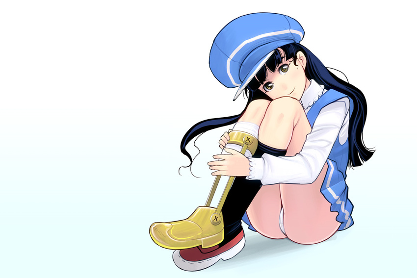 bandage black_hair dress girl_with_golden_shoe hat kin_no_kutsu_gin_no_kutsu long_hair masao panties socks underwear white yellow_eyes