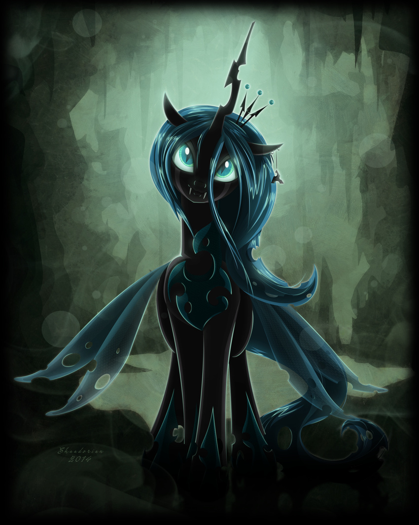 changeling equine female friendship_is_magic hair horn long_hair mammal my_little_pony queen_chrysalis_(mlp) shaadorian solo wings