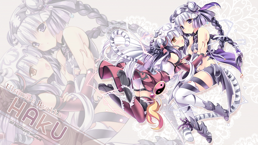 braids brown_eyes byruu haku_(p&amp;d) hat headband long_hair purple_eyes purple_hair puzzle_&amp;_dragons tail thighhighs zoom_layer