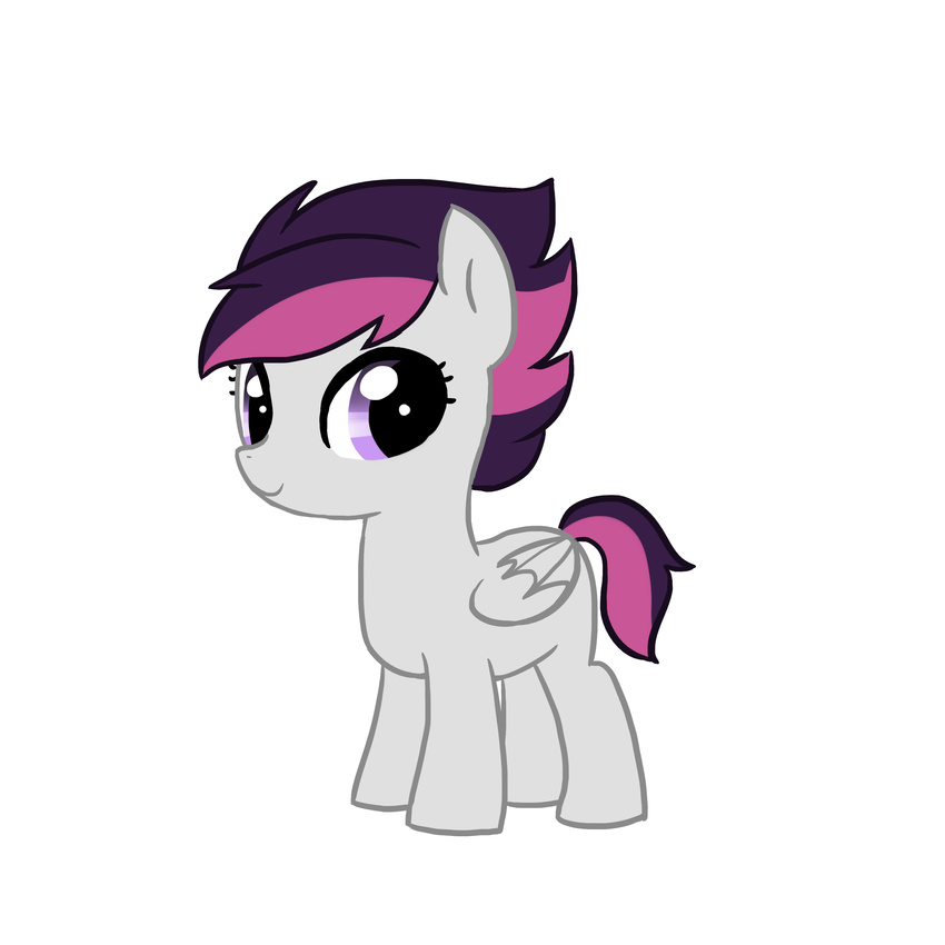 female friendship_is_magic hair horse kilala97 looking_at_viewer mammal my_little_pony original_character pegasus plain_background pony purple_eyes smile solo two_tone_hair white_background wings young