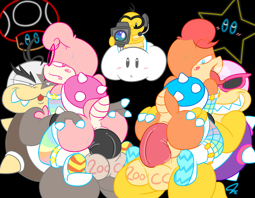 anal anal_penetration arm_sleeves balls big_penis blush bubble_butt butt clothing dragon erection exhibition eyewear gay girly glasses group hair huge_penis koopa koopa_shell koopalings lakitu legwear looking_at_viewer male mario_bros mario_kart_8 morton_koopa_jr nintendo nude octii open_mouth penetration penis psy psyredtails roy scalie sex stockings sunglasses tongue video_games voyuerism