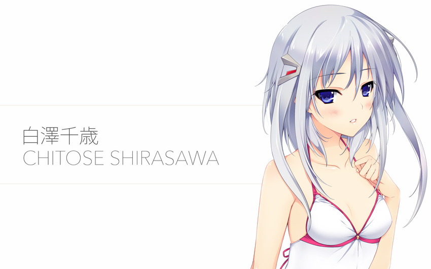 blue_eyes culture_japan gray_hair iizuki_tasuku shirasawa_chitose swimsuit white