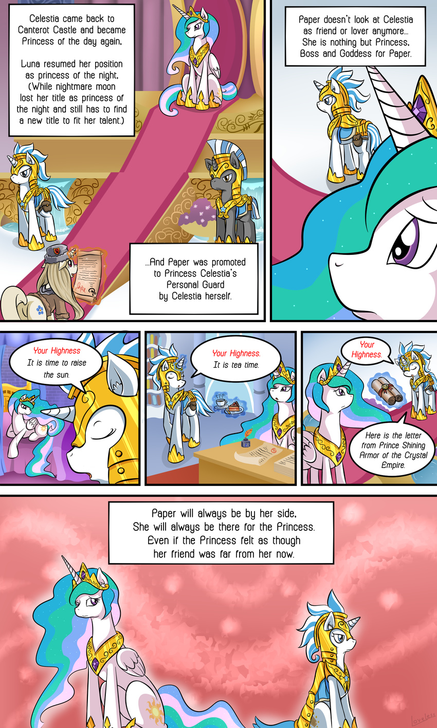 blue_eyes blue_hair comic crying cutie_mark english_text equine female feral friendship_is_magic fur group hair horn horse mammal my_little_pony original_character paper pony princess_celestia_(mlp) text unicorn vavacung winged_unicorn wings