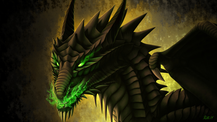 ambiguous_gender dragon dragoncat fire green_eyes looking_at_viewer ratte scales solo