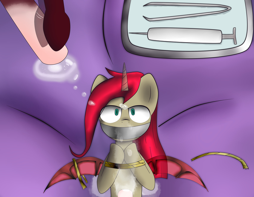 bound green_eyes hair looking_at_viewer my_little_pony original_character red_hair red_ray rope