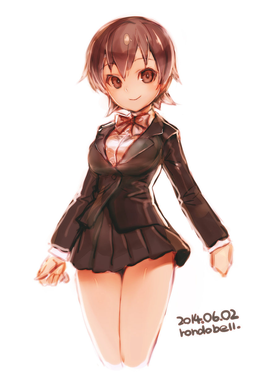 2014 absurdres alternate_costume artist_name brown_eyes brown_hair commentary_request dated highres k-on! manabe_nodoka no_eyewear rondo_bell school_uniform short_hair