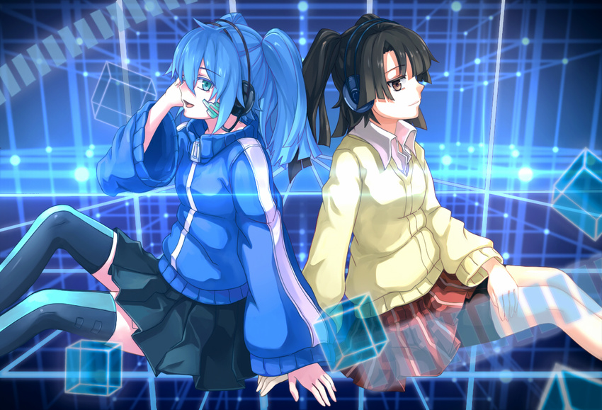 2girls ene_(kagerou_project) enomoto_takane headphones kagerou_project mr.dark