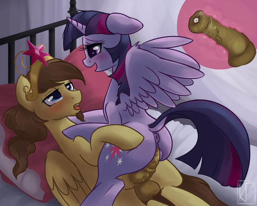 anus balls beard bed blue_eyes blush brown_hair colored cowgirl_position crown cute cutie_mark duo equine facial_hair female female_on_top friendship_is_magic fur hair horn horse horsecock kinkypinkie male mammal my_little_pony on_top open_mouth original_character pegasus penetration penis purple_eyes purple_fur purple_hair pussy raised_tail rory_kenneigh sex straddling twilight_sparkle_(mlp) vaginal vaginal_penetration winged_unicorn wings