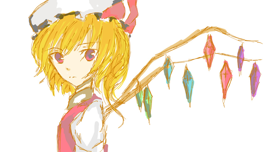 absurdres flandre_scarlet hat highres red_eyes ribbon solo touhou wings