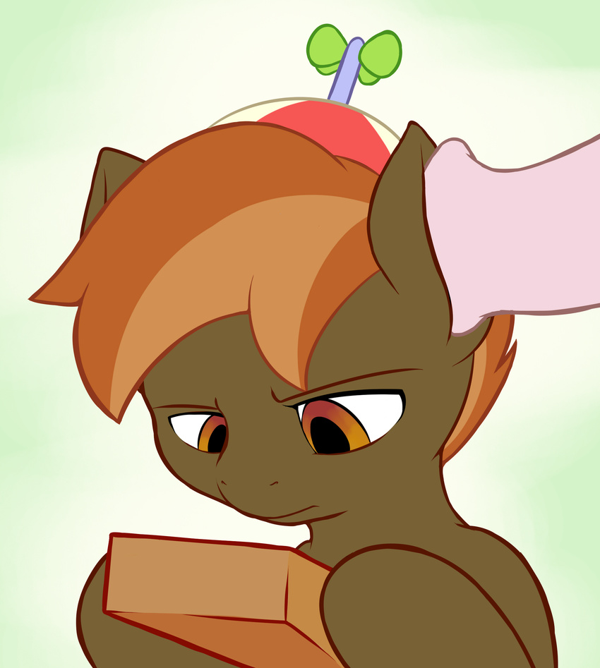 aural_penetration box brown_fur brown_hair brown_skin button_mash_(mlp) duo earth_pony equine feral friendship_is_magic fur gay gradient_background green_background hair holding horse horsecock male mammal my_little_pony orange_eyes penis plain_background pony propeller_hat solo_focus two_tone_hair vulapa white_background