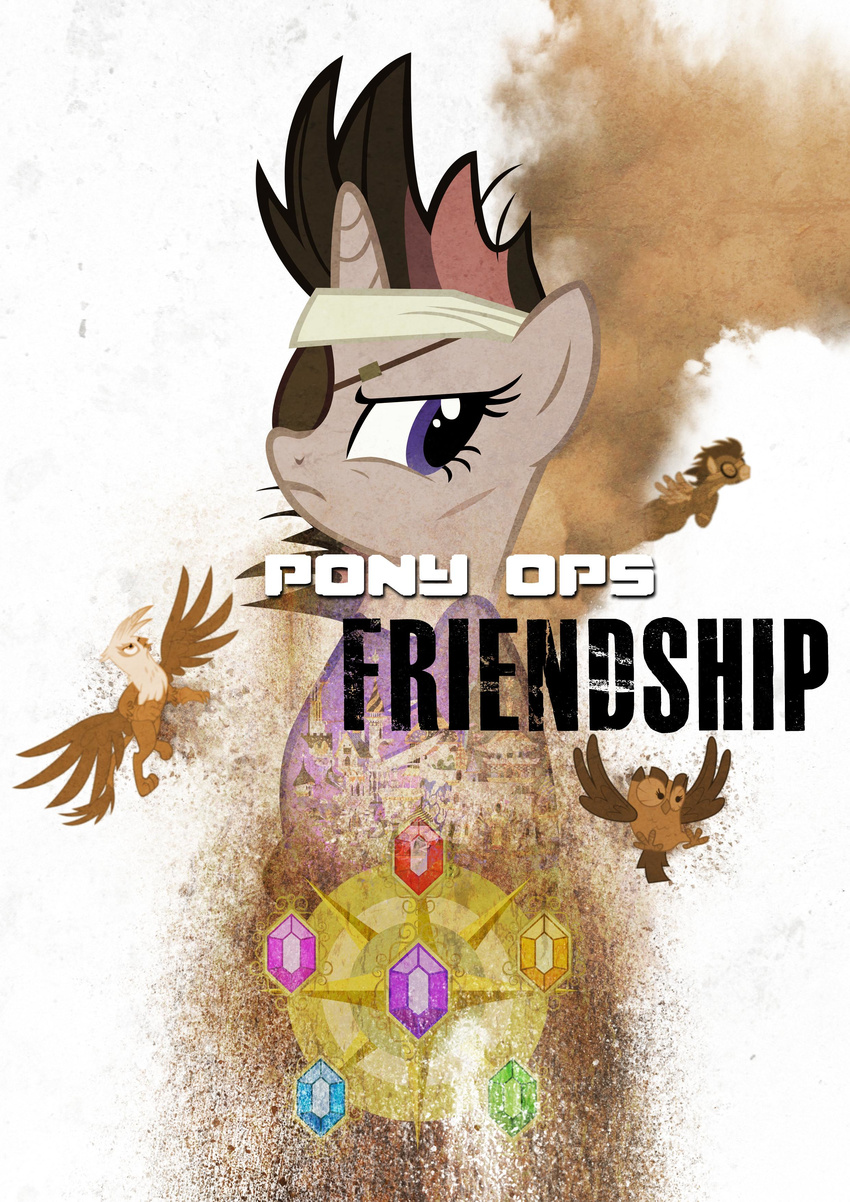 bandage canterlot castle elements_of_harmony equine eye_patch eyewear female friendship_is_magic gilda_(mlp) glare goggles gryphon horn horse male mammal my_little_pony owl owlowiscious_(mlp) pegasus pony purple_eyes sand sandstorm scar skeptic-mousey soarin_(mlp) spec_ops spec_ops:_the_line text title twilight_sparkle_(mlp) unicorn wings wonderbolts_(mlp)