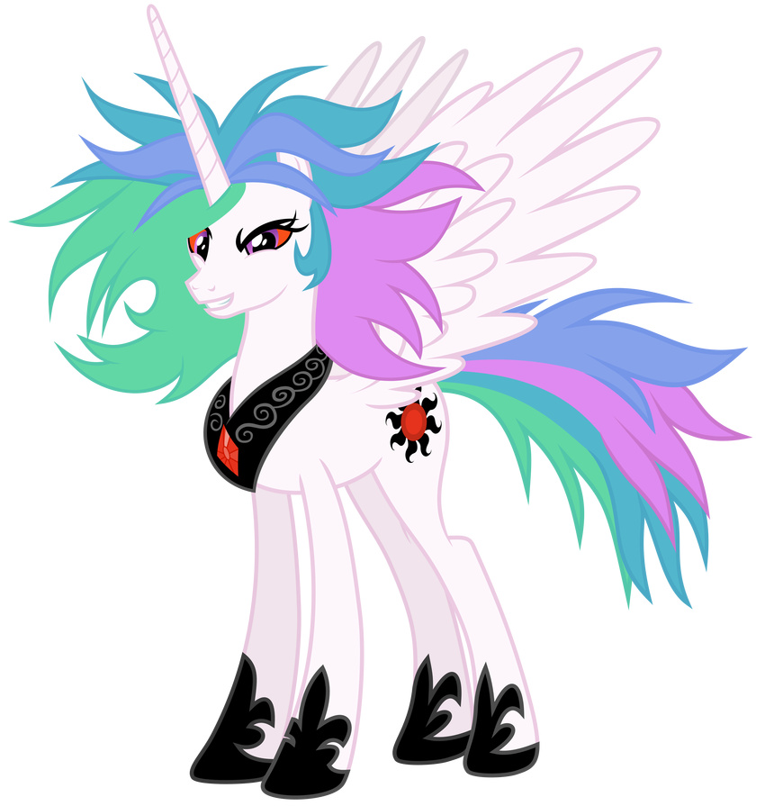 absurd_res alpha_channel angry cutie_mark equine female feral friendship_is_magic fur hair hi_res horn insane magister39 mammal multi-colored_hair my_little_pony plain_background princess_celestia_(mlp) solo teeth transparent_background white_fur winged_unicorn wings