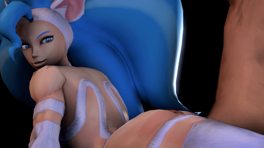 3d animal_ears animated big_breasts blue_eyes blue_hair breasts butt cat_ears catgirl cgi darkstalkers erection felicia_(darkstalkers) female hair hot_dogging human long_hair looking_back male mammal penis redmoa sex side_boob smile solo source_filmmaker video_games