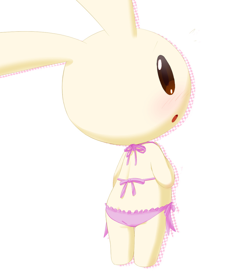 clothed clothing female kani_jiru lagomorph lingerie looking_at_viewer looking_back mammal rabbit skimpy solo standing