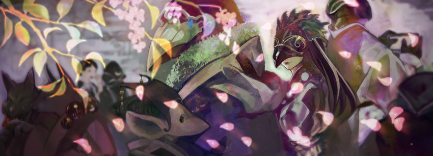 absurdres bad_id bad_pixiv_id blurry depth_of_field flower gonzales_rocky highres lips mask original petals solo_focus