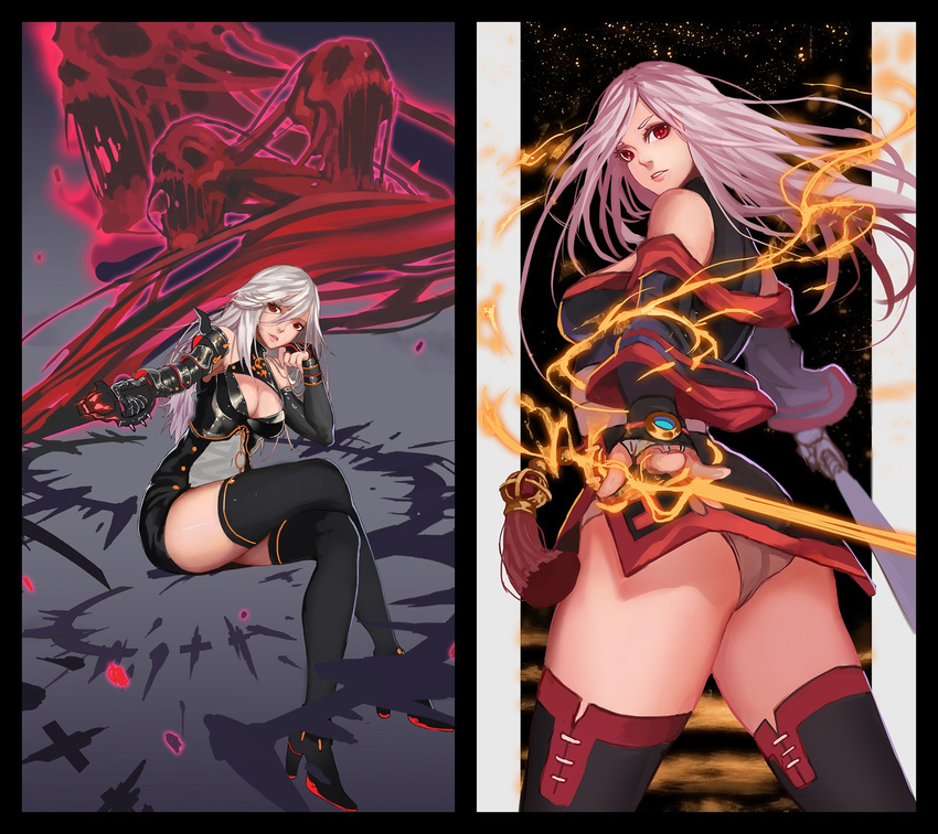 dnf dungeon_and_fighter female_slayer long_hair slayer sword weapon white_hair